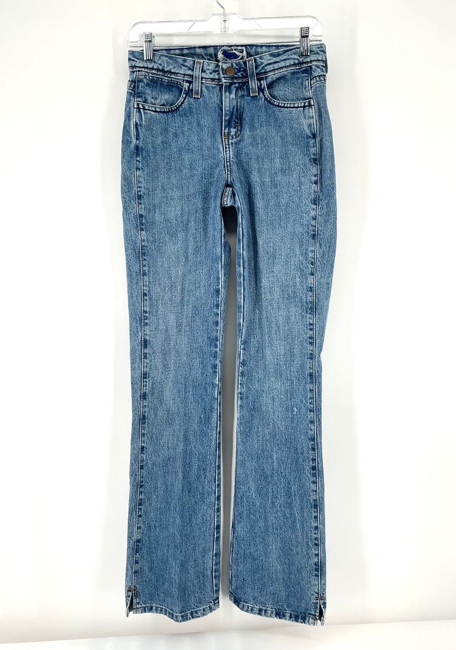 Vintage Y2K Wrangler Premium Patch Jeans 1/2 34 Flare Slit Hem Western 2000s